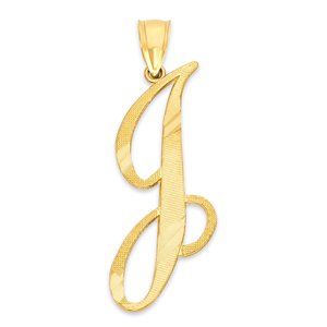 10k Solid Gold J Initial Pendant for Necklace - Personalized Letter Jewelry